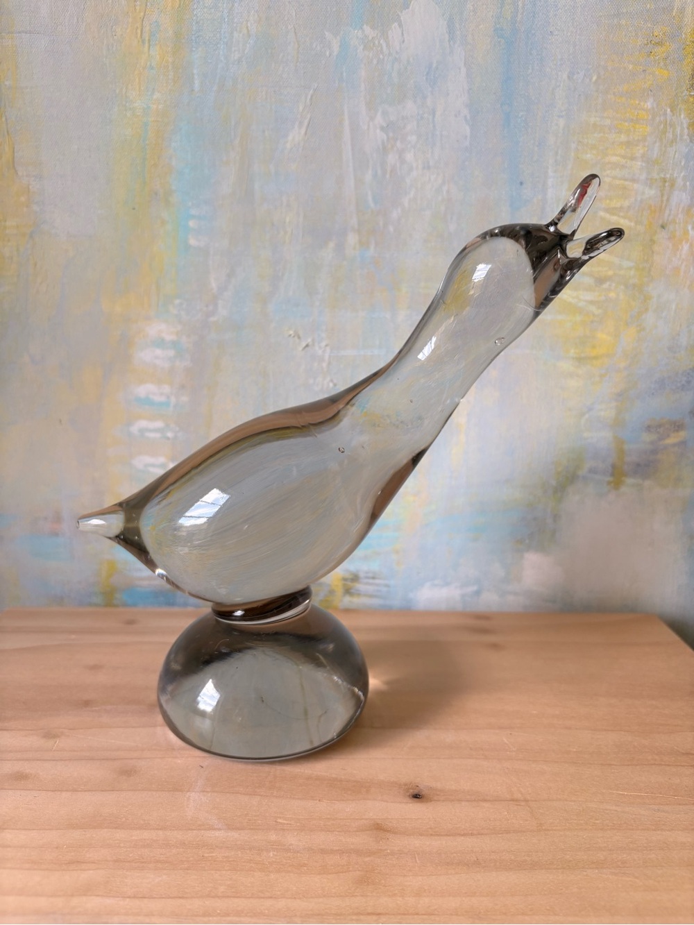 Vintage Glass Duck Art Glass Sculpture